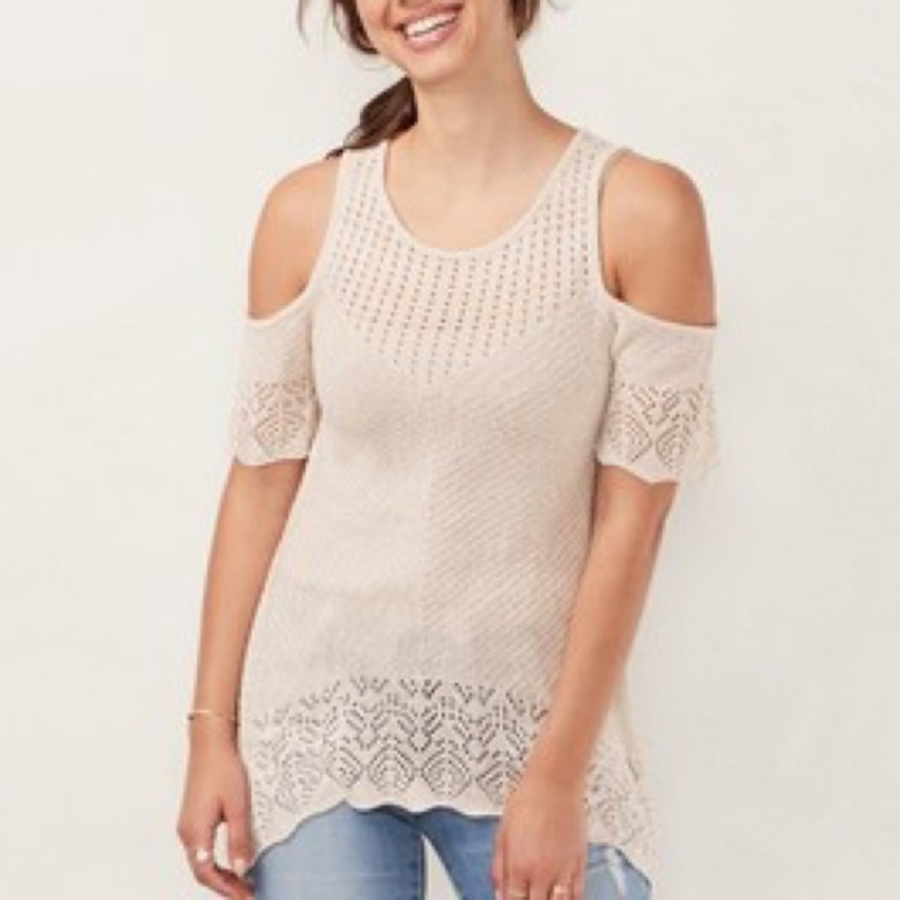 Women's LC Crochet Cold-Shoulder Sweater | Size S